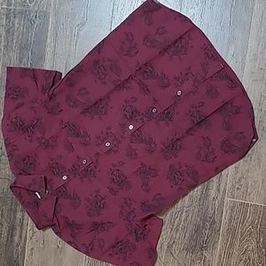 EXPRESS Mens Buttondown Floral Print Short Sleeve Size Medium